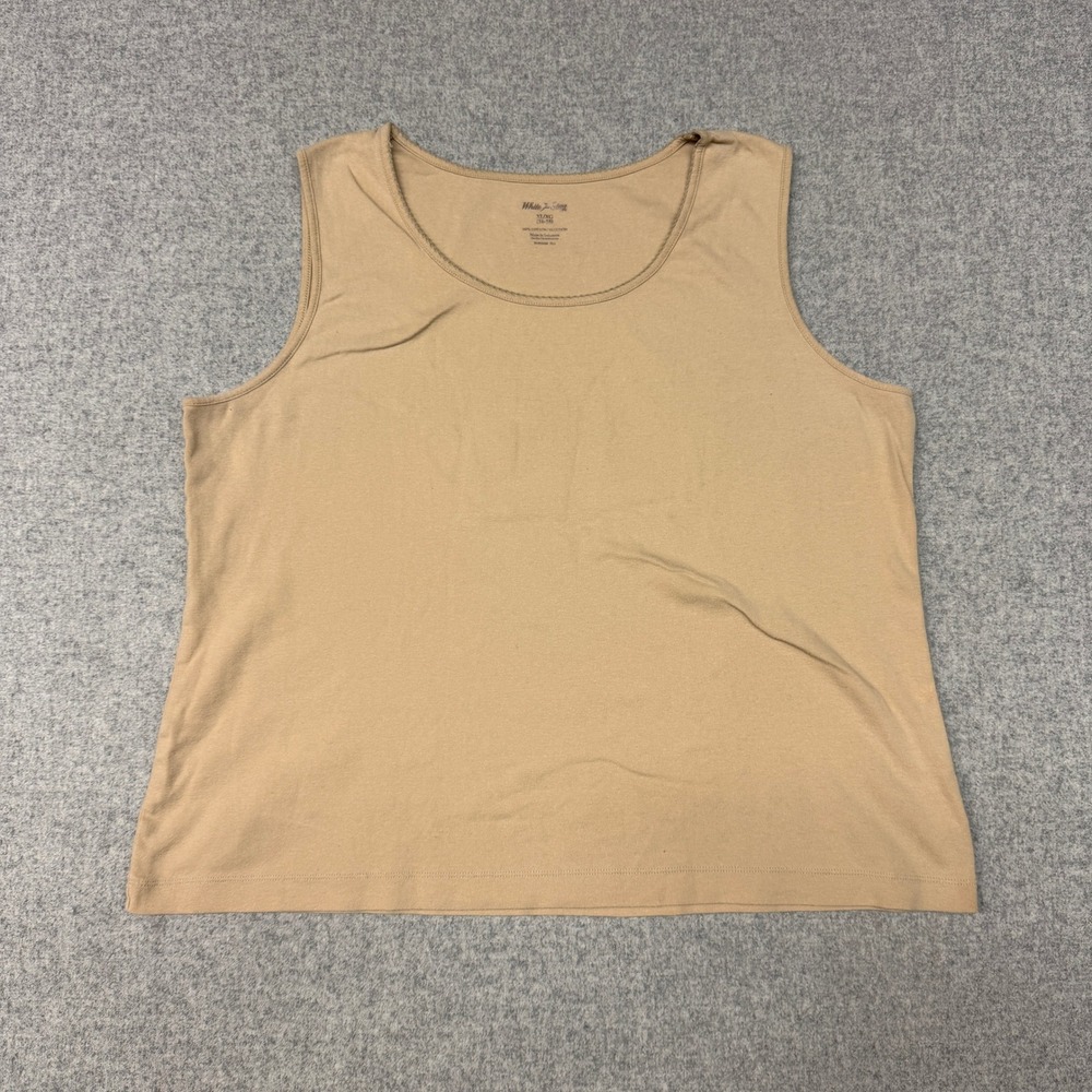 White Stag Tank Top XL 16-18 Tan Beige 100% Cotton Sleeveless Scoop Neck 2715